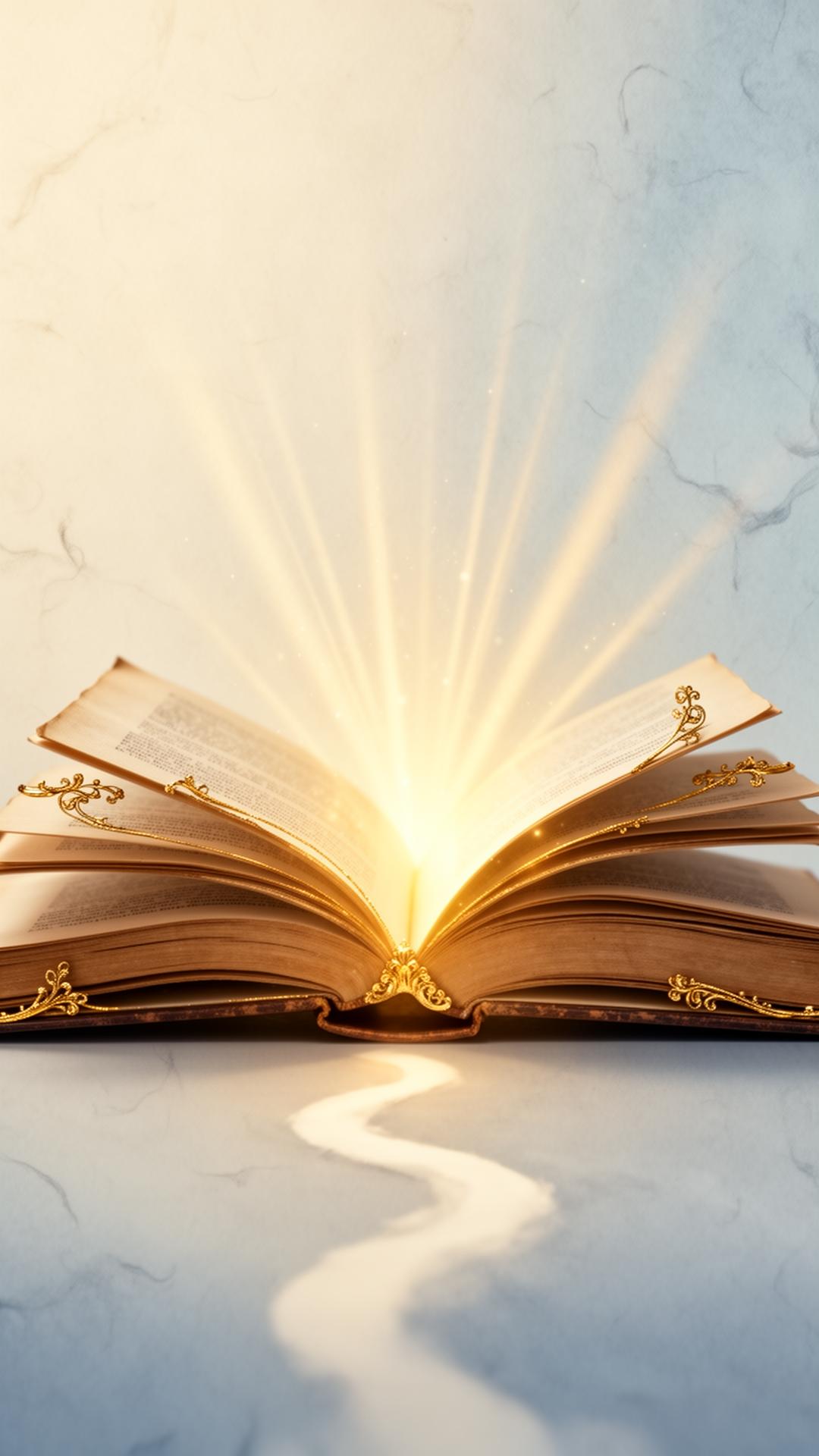 Composição editorial: livro aberto com luz suave dourada, simbolizando direção pela Palavra